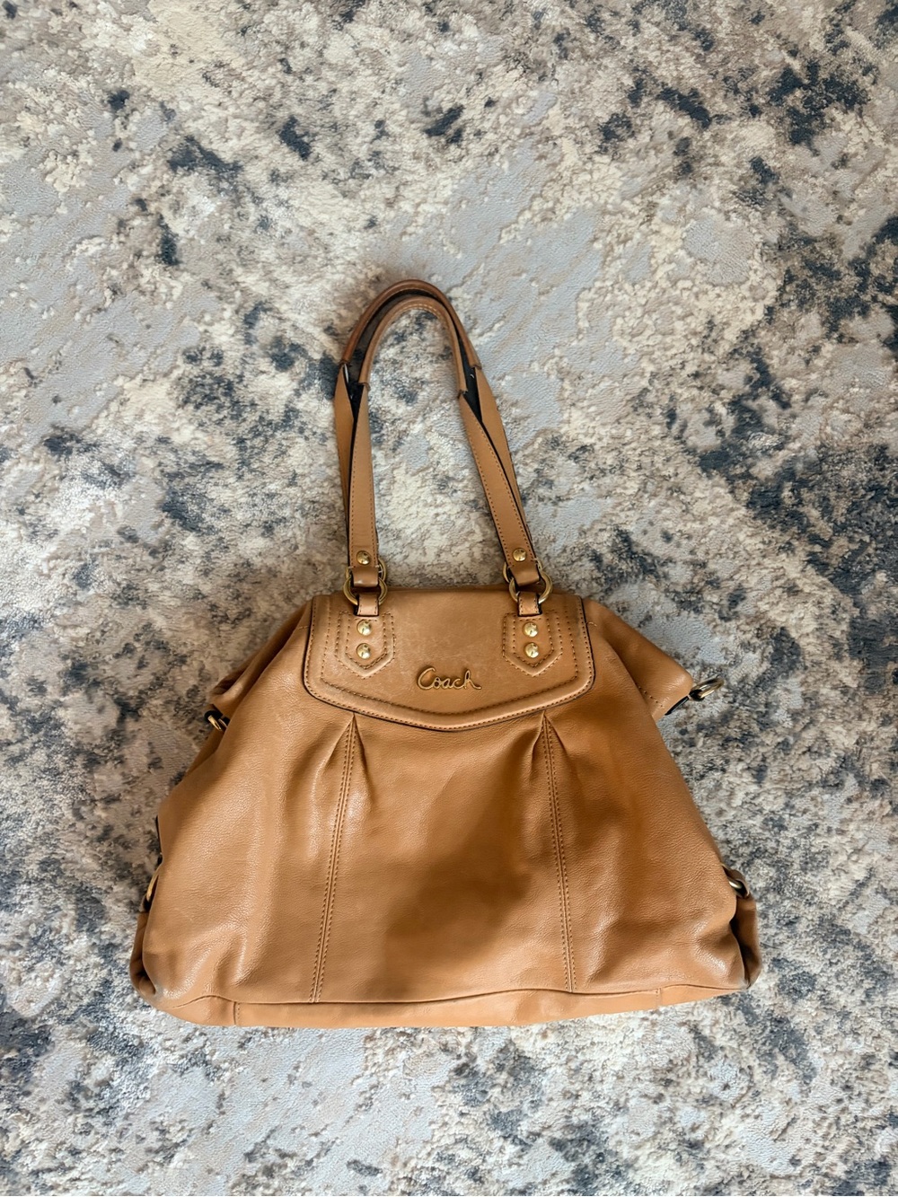 Coach “Ashley” Leather Shoulder Tote with Gold Hardware